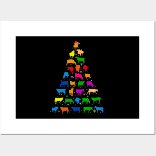 Cows Christmas Tree Posters and Art